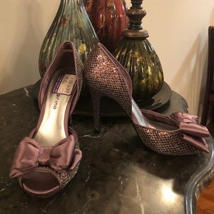 Purple Shimmer Peep-Toe Heels